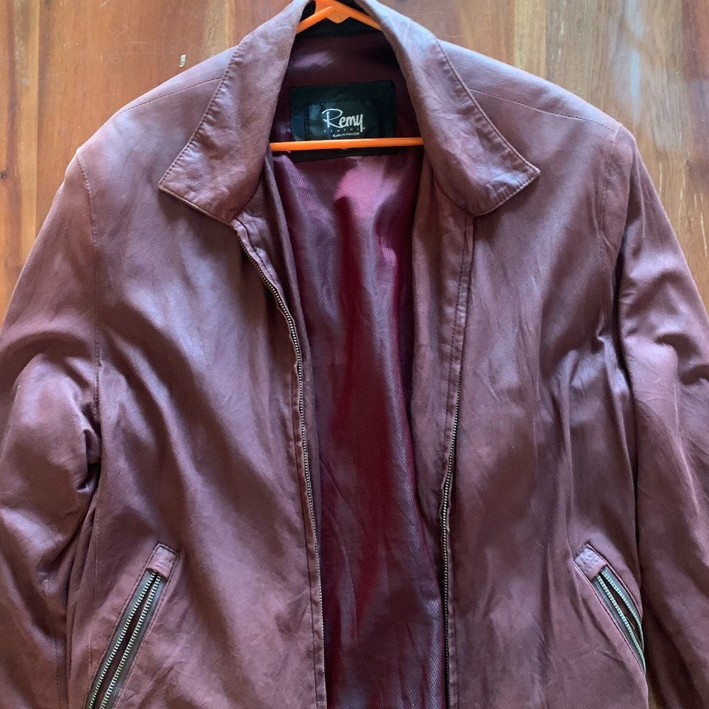 Burgundy Remy Leather jacket